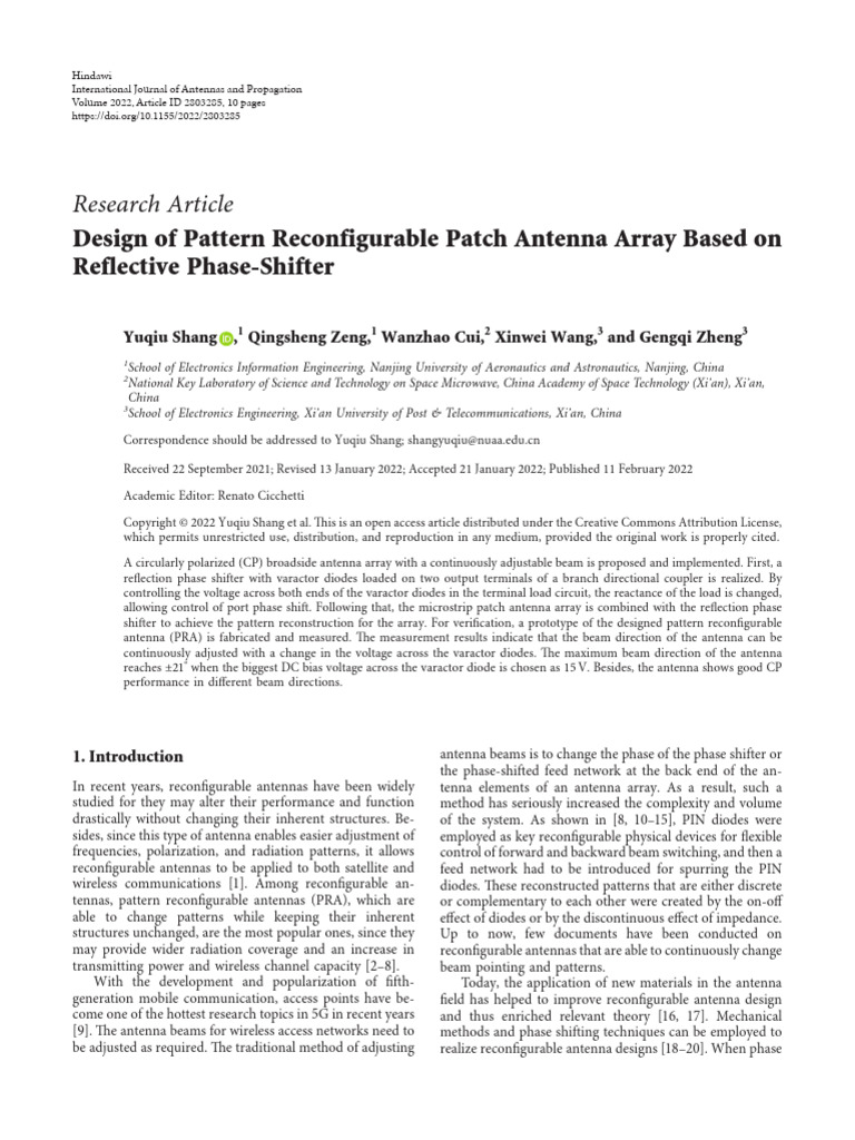 Pattern Reconfigurable Reflectarray Design | PDF | Antenna (Radio) | Diode