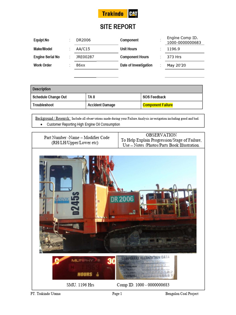 DR-2006 TU Bengalon Engine Report Failure | PDF | Engines | Internal ...