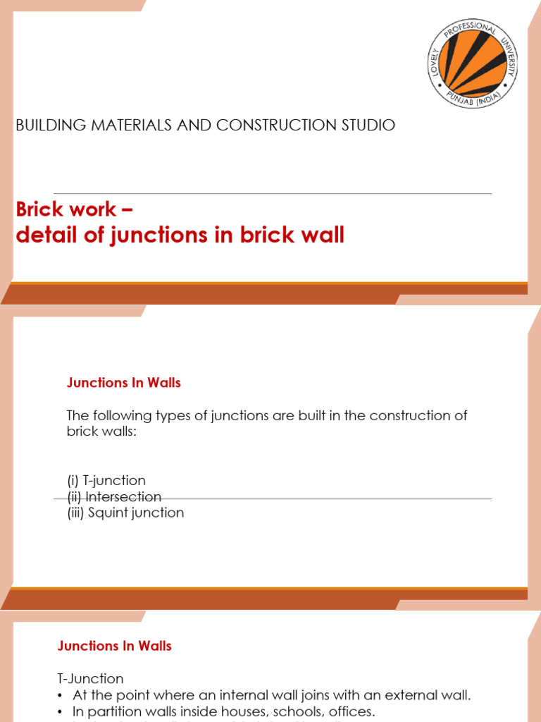 Brick Junction Types and Details | PDF