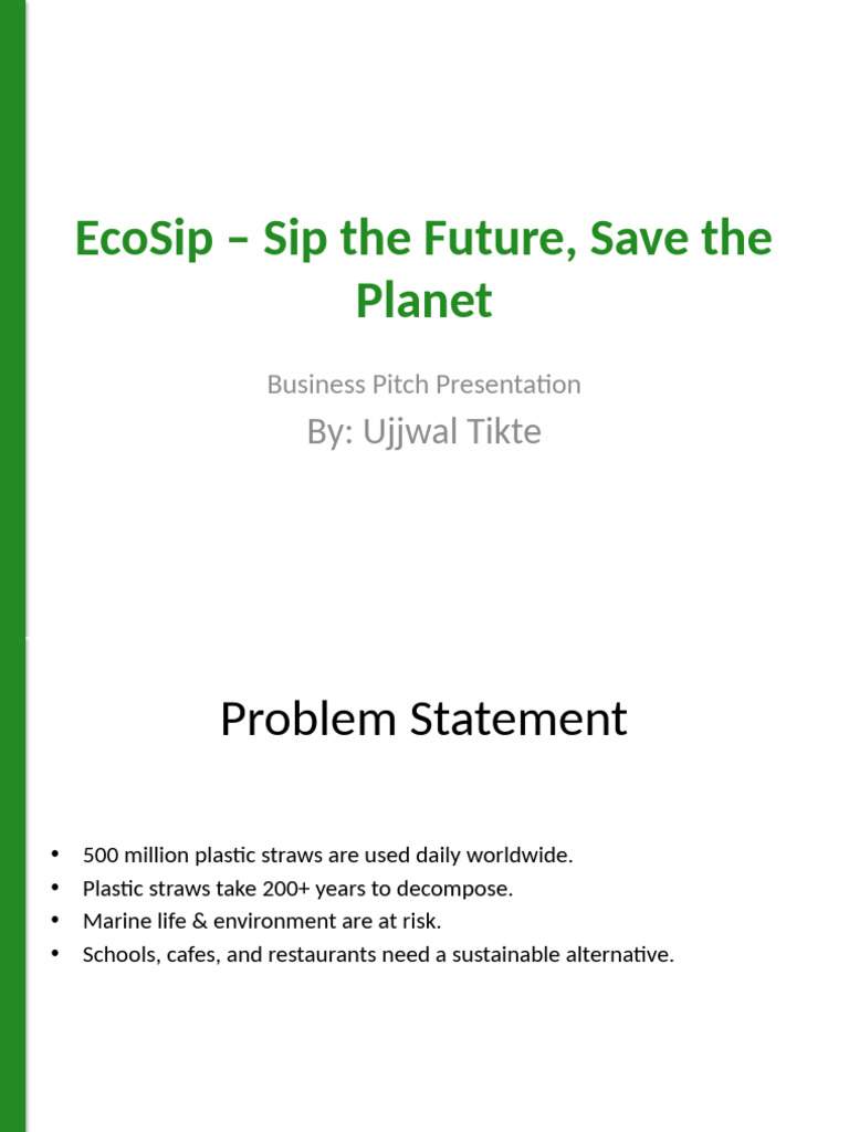 EcoSip: Edible Straws for a Greener Future | PDF