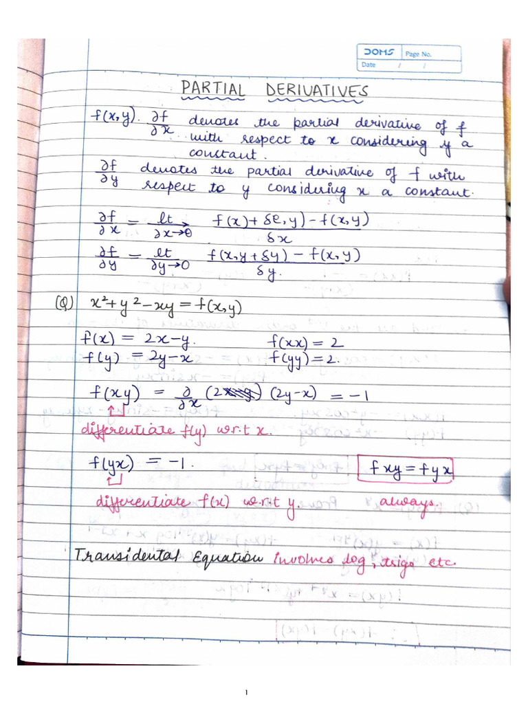 Maths Partial Differentiation | PDF