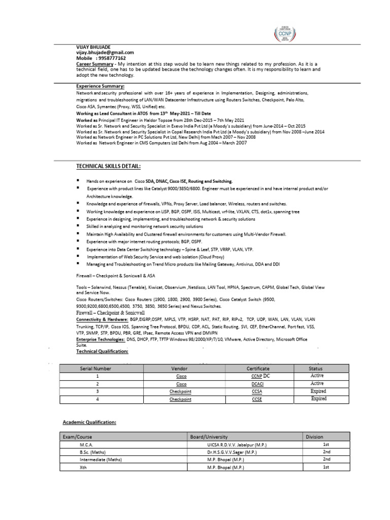 Network Security Consultant Profile | PDF | Computer Network | Firewall ...