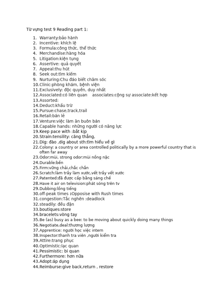 T V NG Test 9 Reading Part 1 | PDF