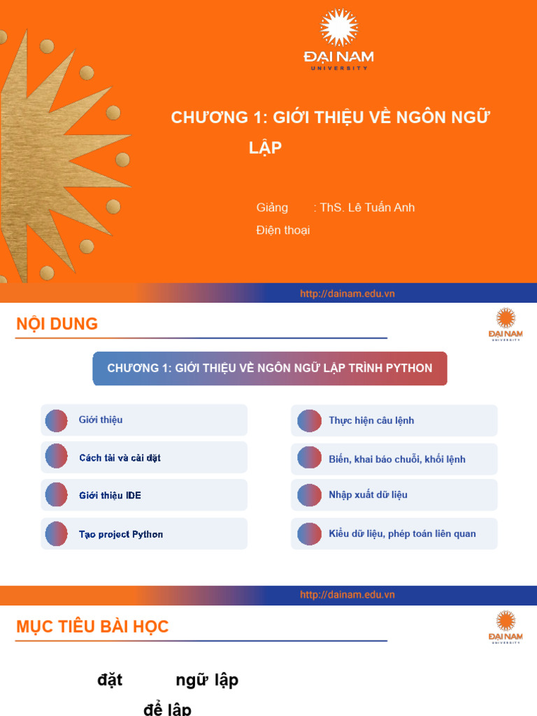 Chương 1. Giới thiệu về ngôn ngữ lập trình python | PDF