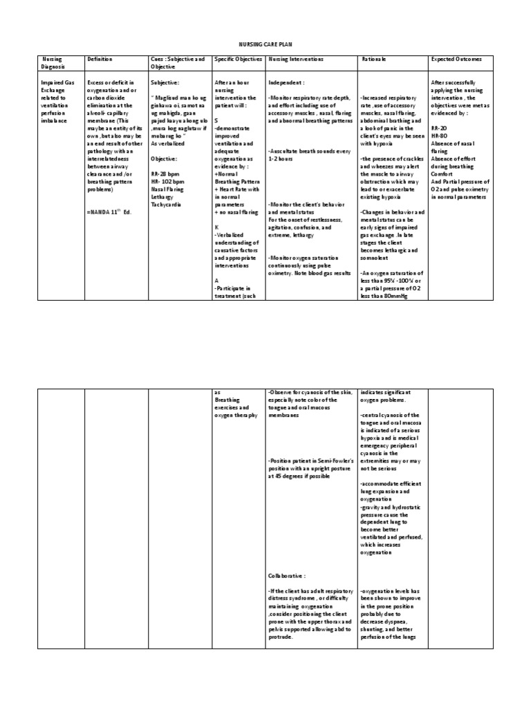 Nursing Care Plan Respiratory System Breathing Free 30day Trial