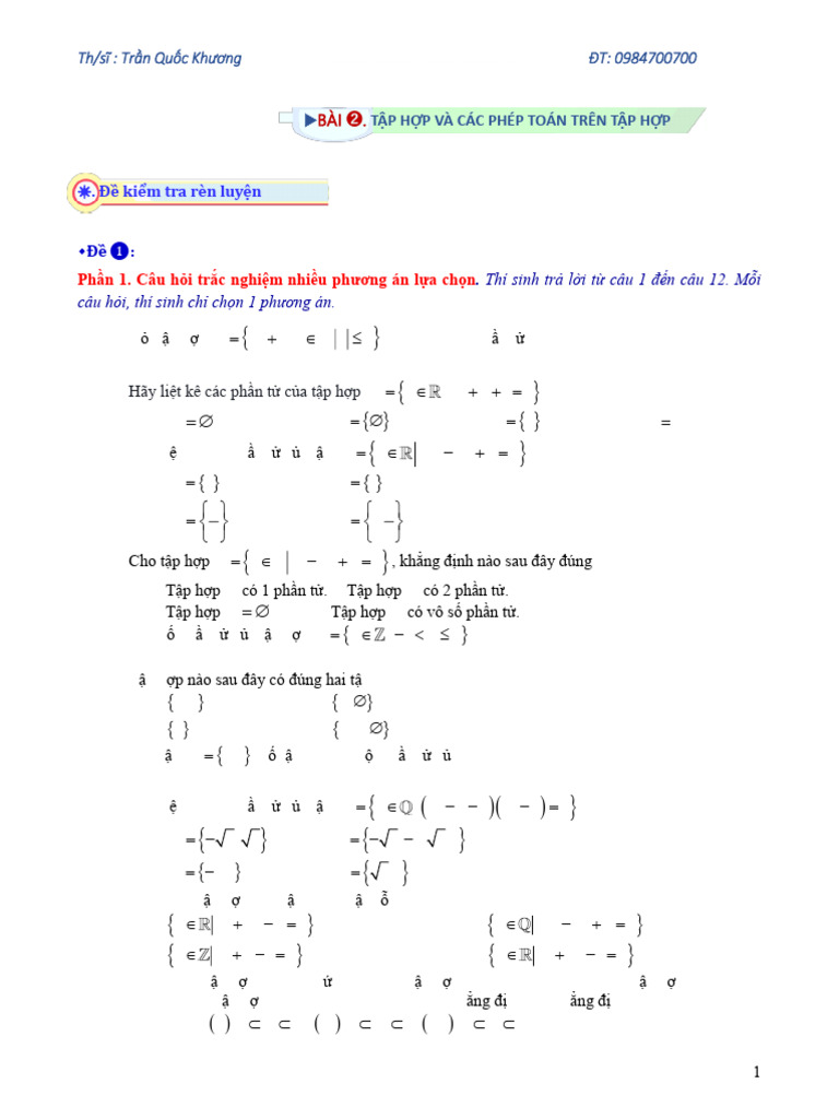 c1-b2-Tap Hop Va Cac Phep Toan Tren Tap Hop | PDF