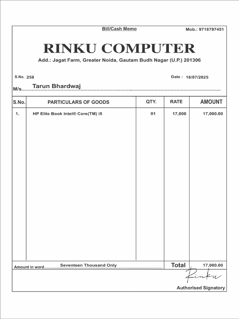 Laptop Bill | PDF