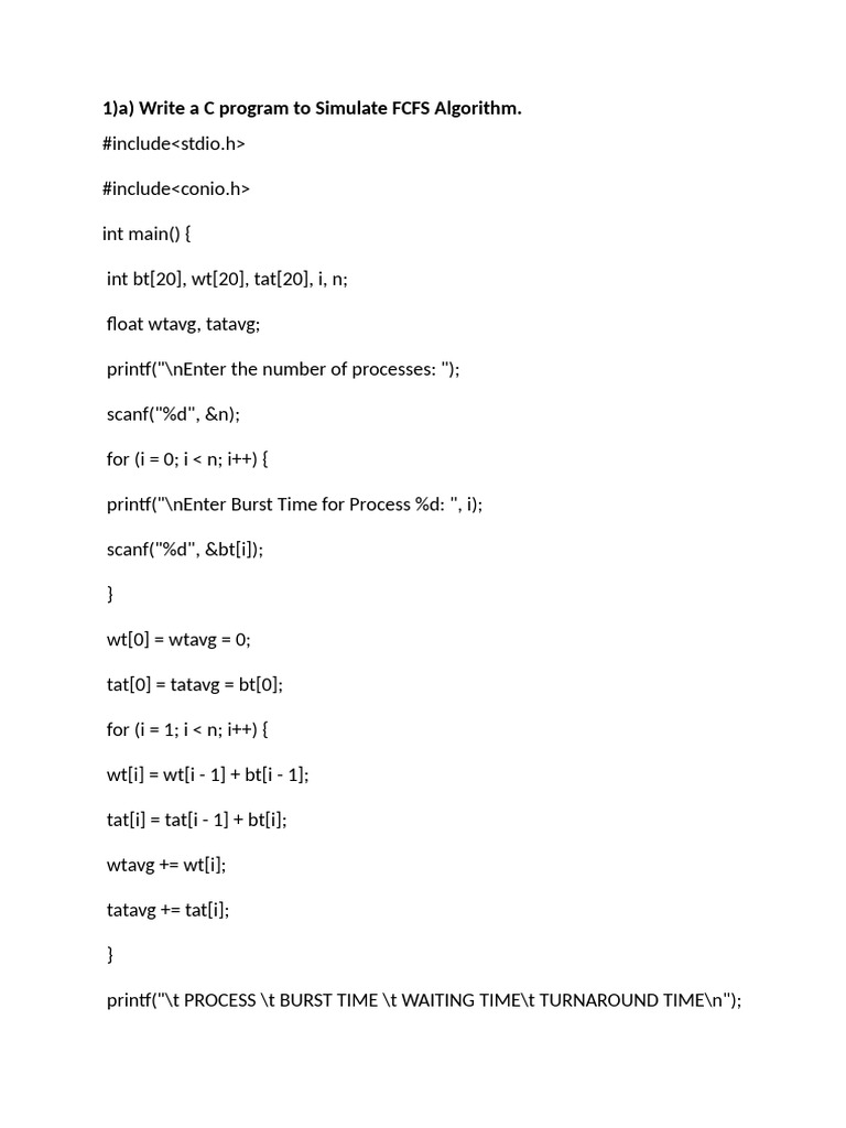 C Programs for CPU Scheduling Algorithms | PDF | Software Engineering ...