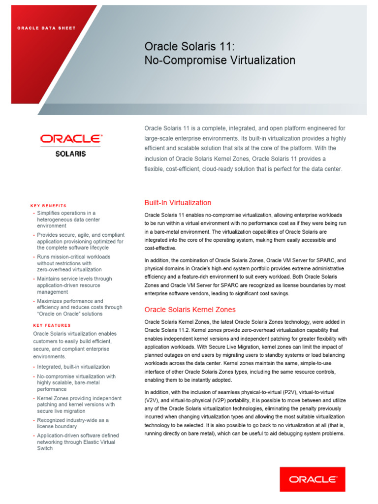 Solaris 11 Virtualization Ds 2243038 | PDF | Virtualization | Open Stack