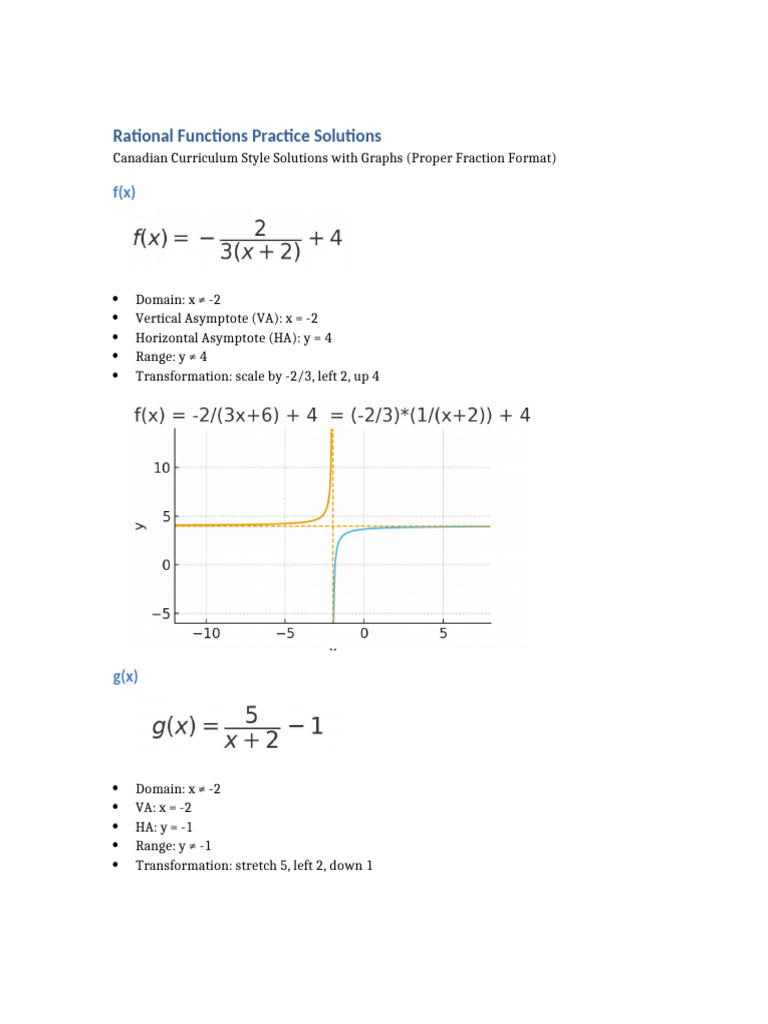 Rational Functions Solutions EquationImages | PDF