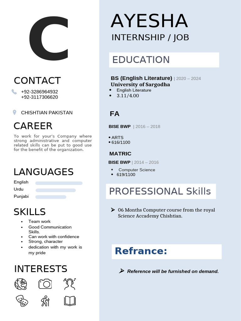 English Literature Graduate Resume | PDF
