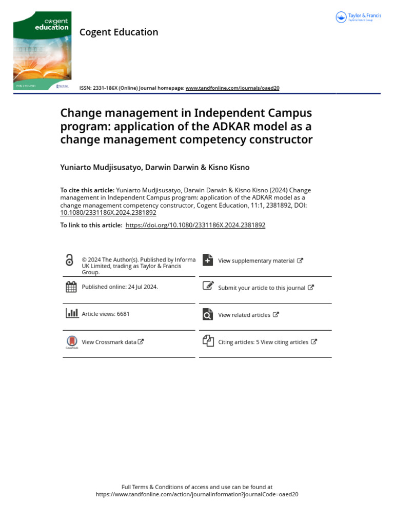 Change Management in Independent Campus Program Application of The ...