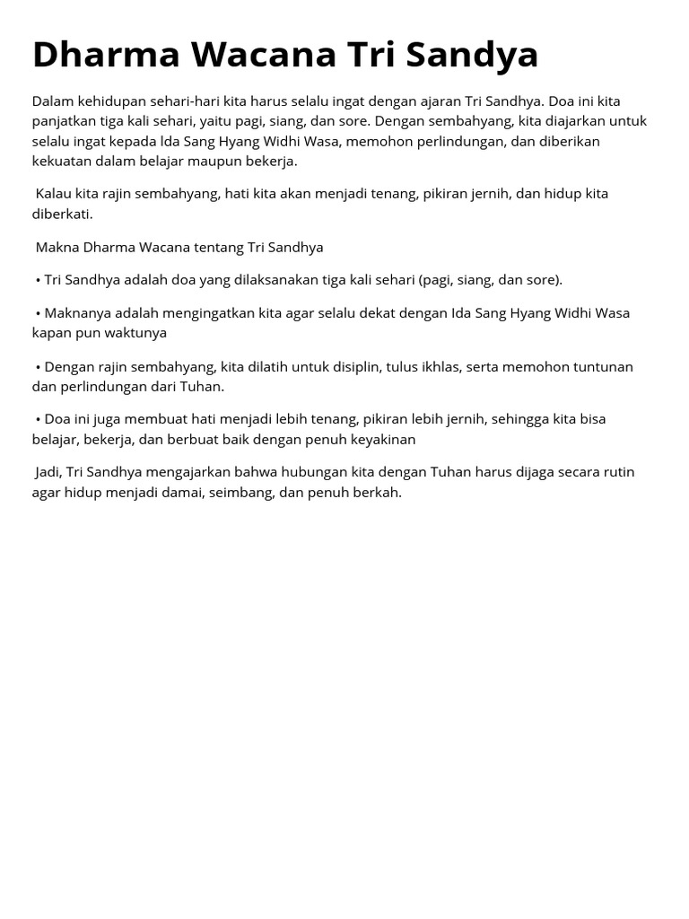 Makna dan Pentingnya Tri Sandhya | PDF