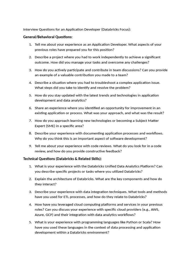 Databricks Application Developer Interview Guide | PDF | Apache Spark ...