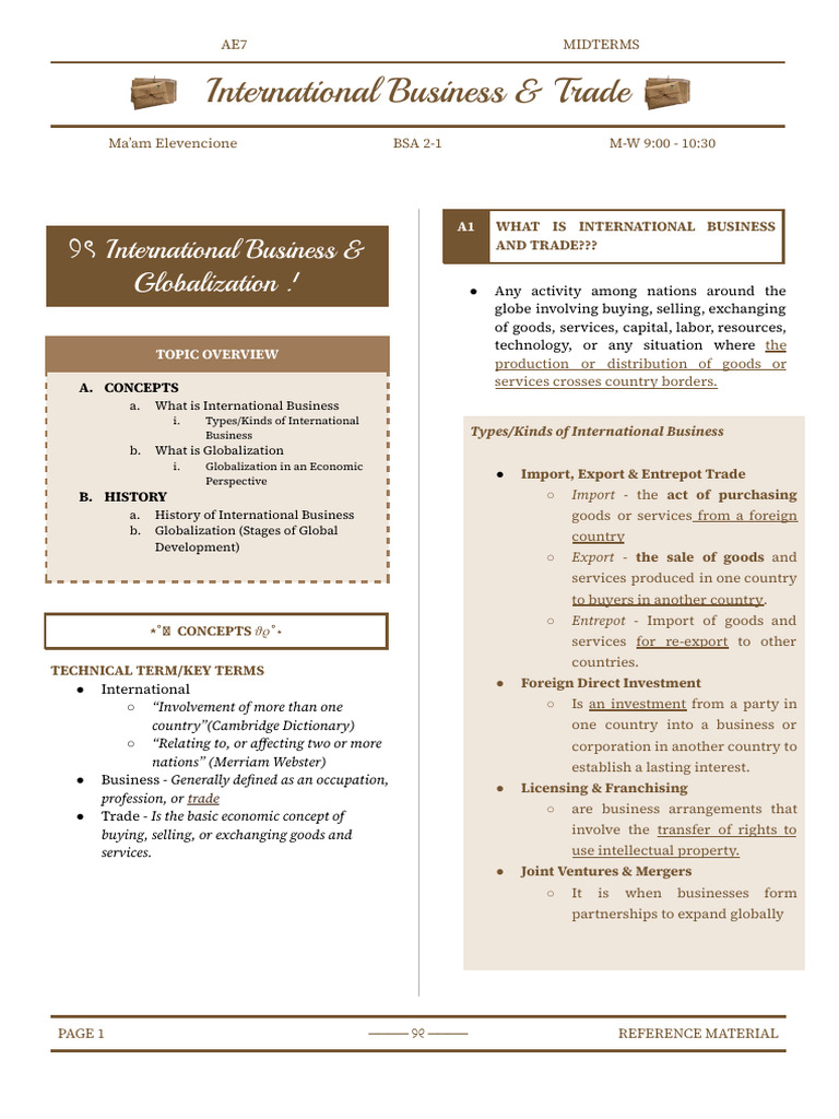 International Business Globalization Notes | PDF | Globalization | Trade