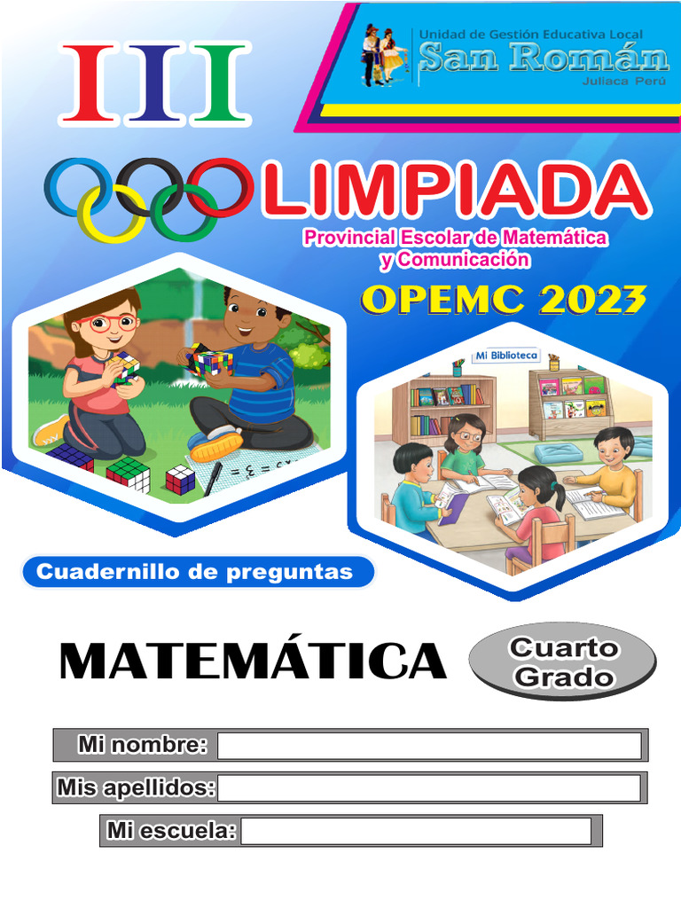 Cuadernillo de Matemáticas 4to Grado OPEMC 2023 | PDF
