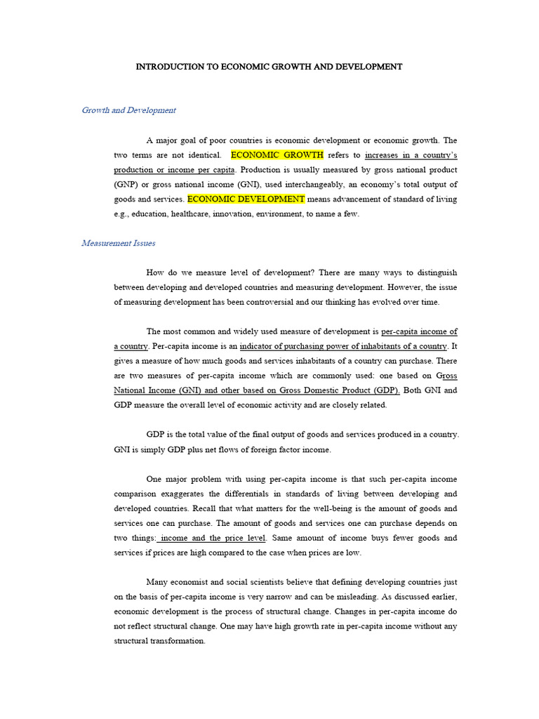 Understanding Economic Growth vs. Development | PDF | Economic Growth ...