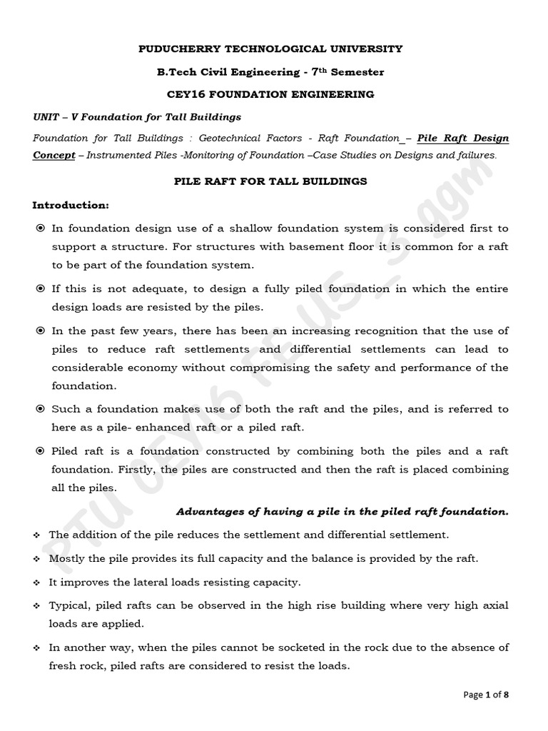 Piled Raft Foundations for Tall Buildings | PDF | Foundation ...