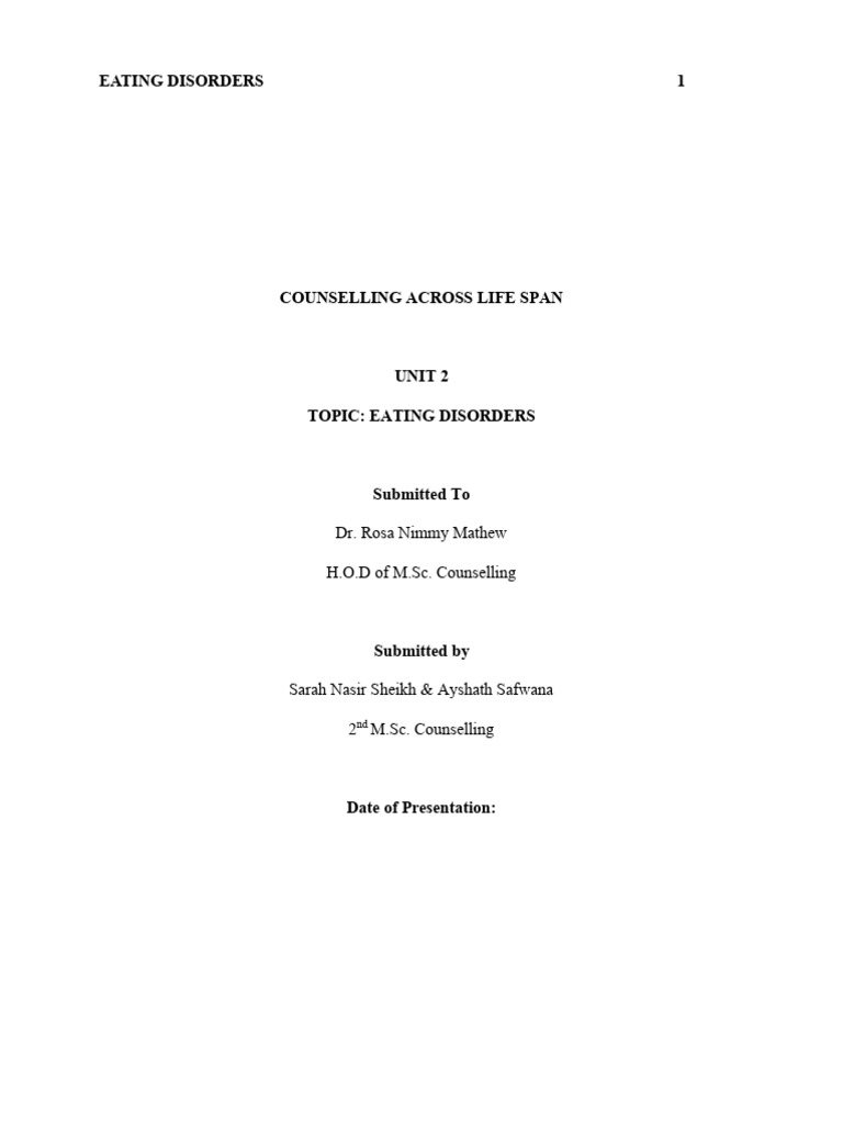 Understanding Eating Disorders Overview | PDF | Eating Disorder ...