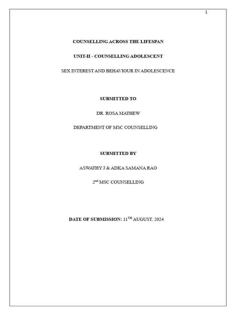 Adolescent Sexual Interest and Behavior | PDF | Adolescence | Gender Role