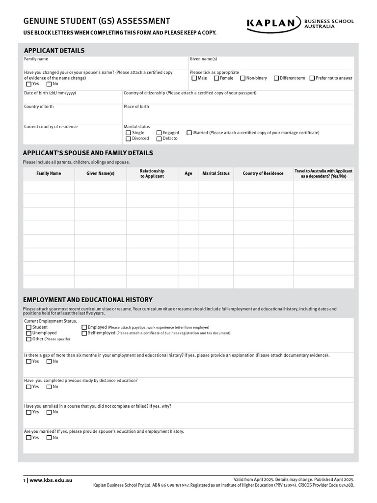 Genuine Student Assessment Form (1) | PDF | Travel Visa