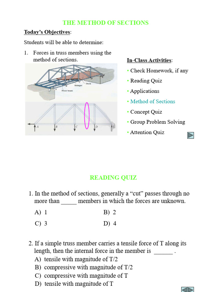 Analyzing Truss Forces: Method of Sections | PDF | Truss | Stress ...