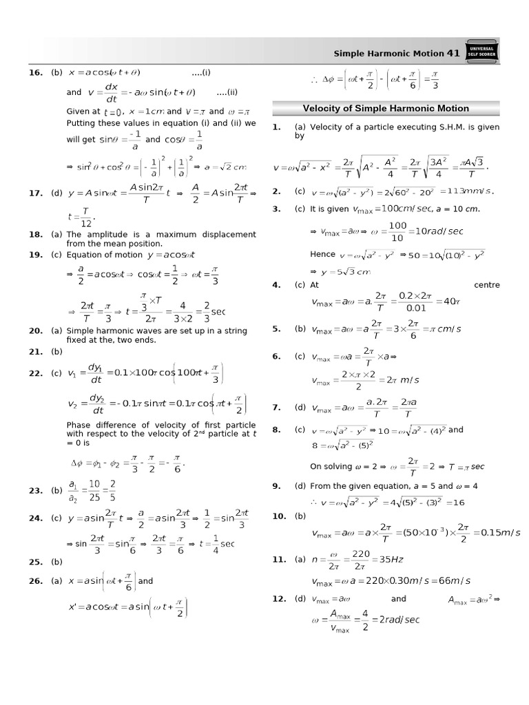 Understanding Simple Harmonic Motion | PDF | Oscillation | Resonance