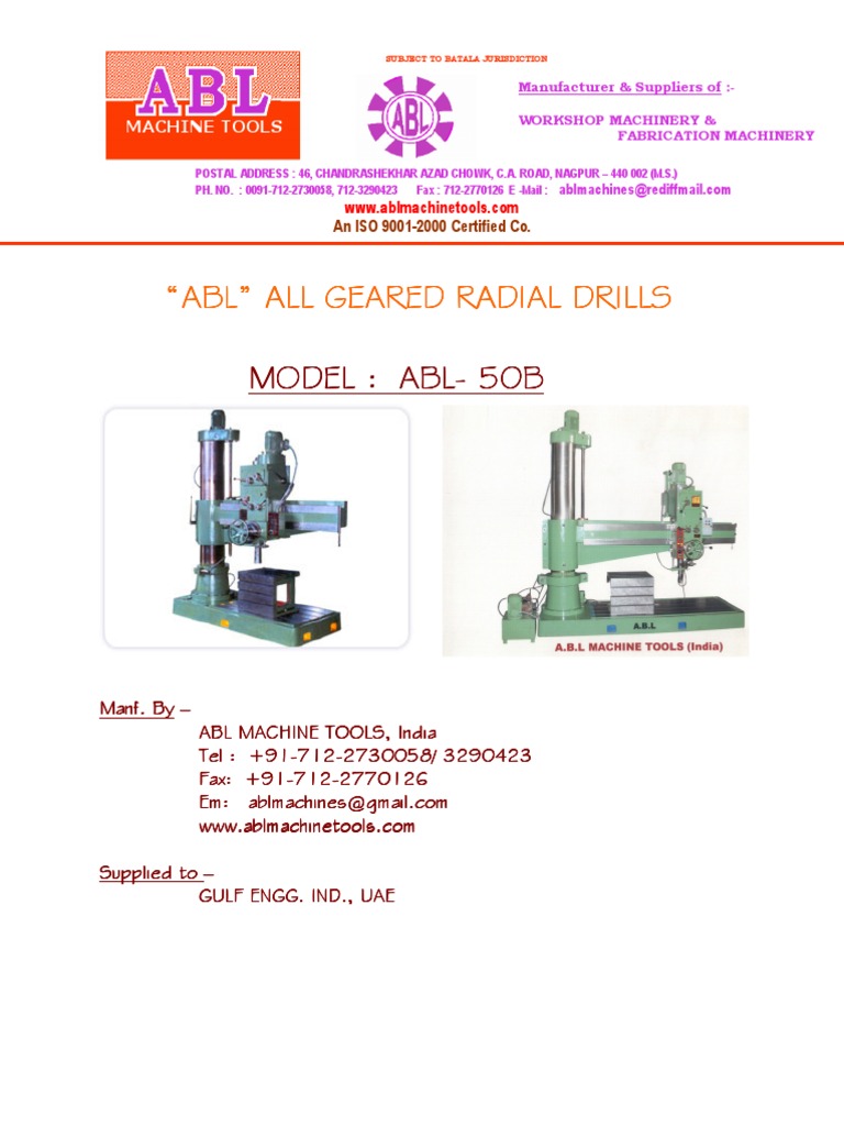 Drill Manual 50B Gear Machine (Mechanical)