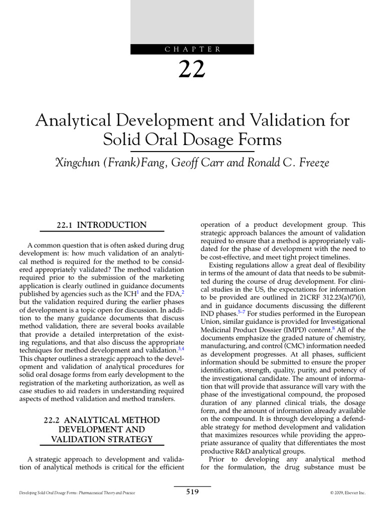 Chapter 22 Analytical Development and Validation For Solid Oral Dosage ...