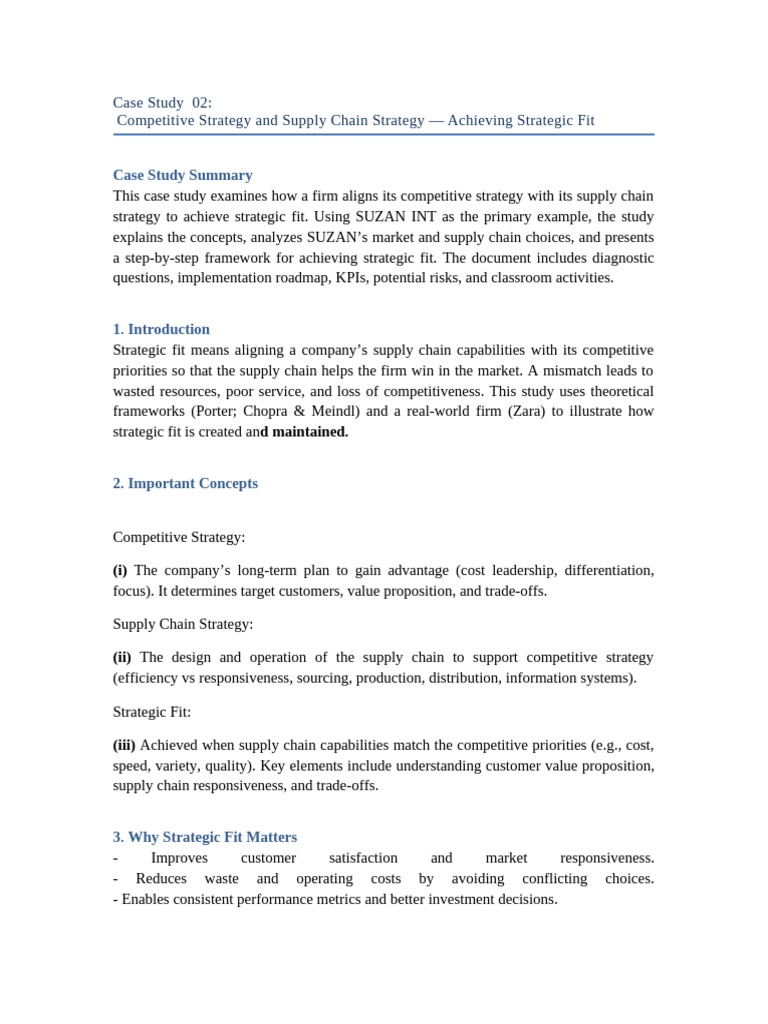 Strategic Fit in Supply Chain Management | PDF | Strategic Management ...