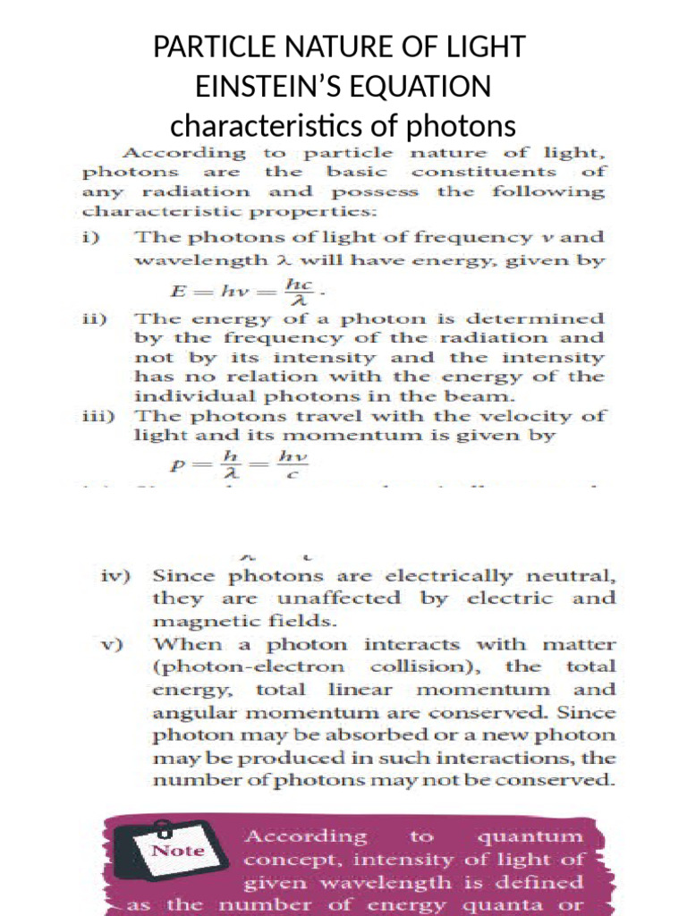 Particle Nature of Light | PDF
