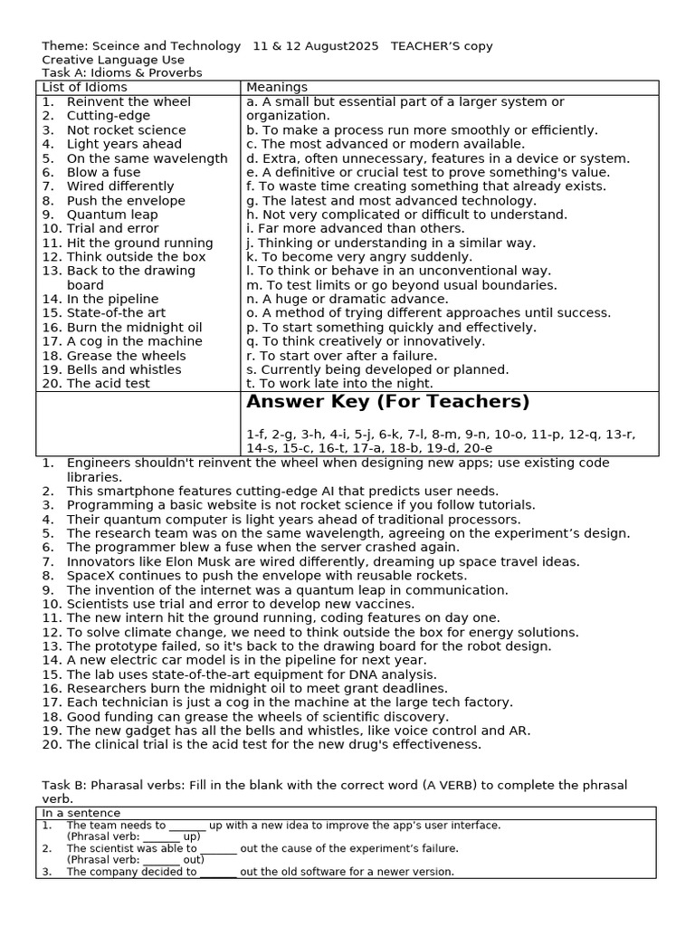 Idioms and Phrasal Verbs for Tech | PDF | You Tube | Internet