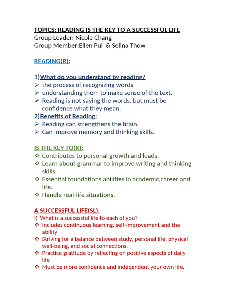Benefits of Reading for Success | PDF
