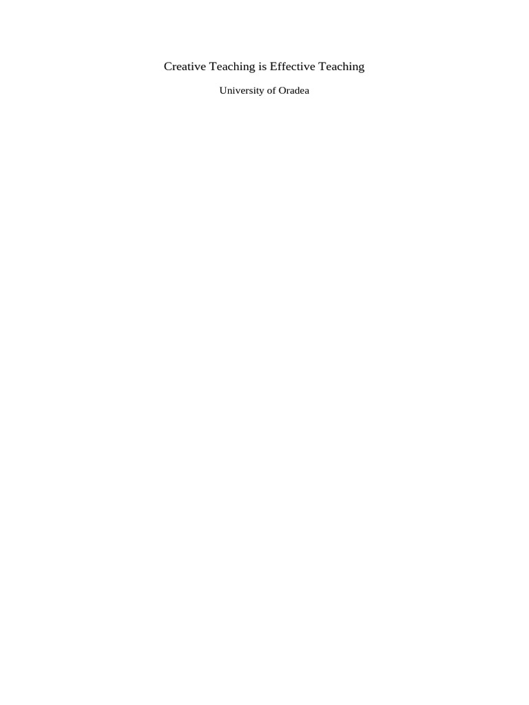Creative Approaches to Effective Teaching | PDF | Creativity | Cognition