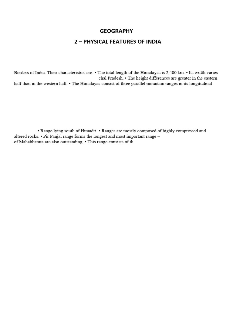 Physical Features of India Explained | PDF | Himalayas | Desert