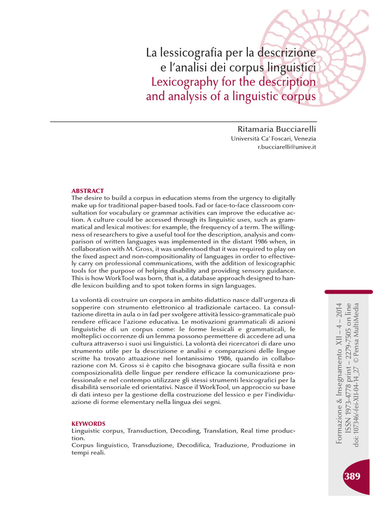 La Lessicografia Per La Descrizione e L | PDF