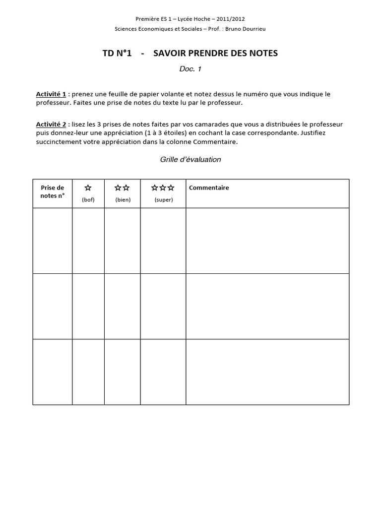 Techniques de Prise de Notes en SES | PDF