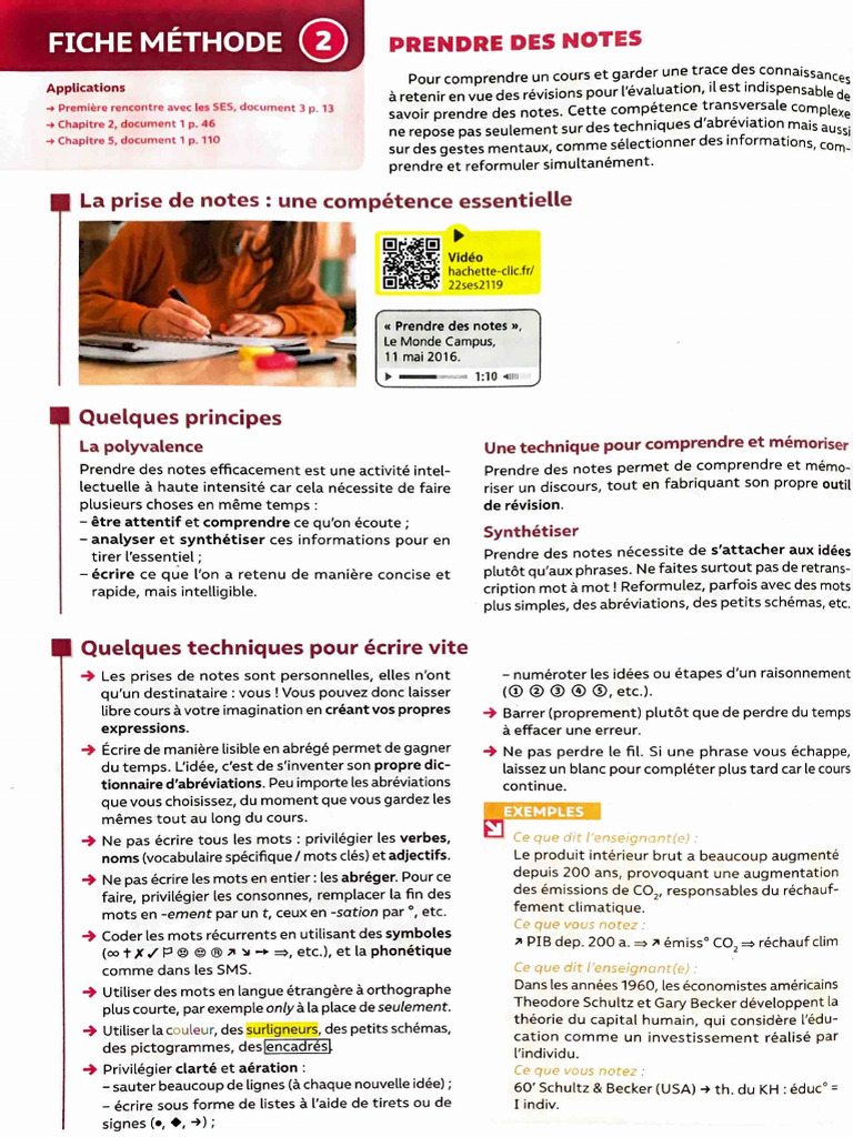 Fiche Prise de Notes | PDF
