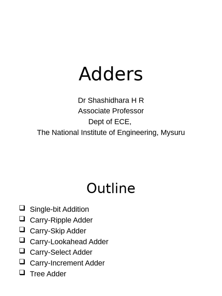 Types of Adders in Digital Circuits | PDF | Electronics | Digital ...