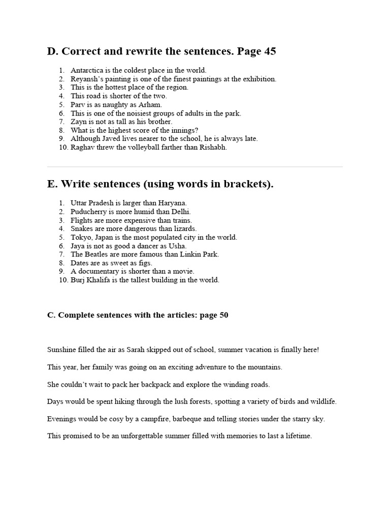 Sentence Correction and Writing Exercises | PDF | Verb | Linguistic ...