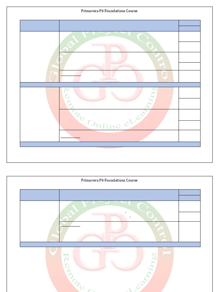 Primavera P6 Foundations Course Guide | PDF | Computing | Software