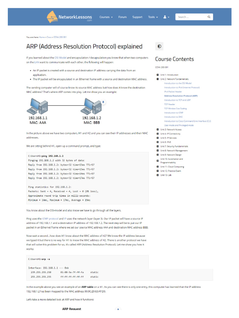 Address Resolution Protocol (ARP) | PDF