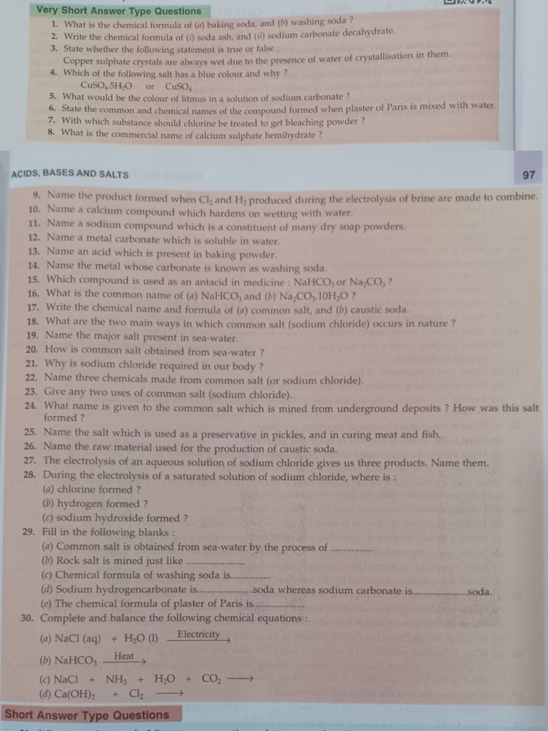 Class 10 Chemistry CH 2 Study Material 2 | PDF | Sodium Carbonate ...