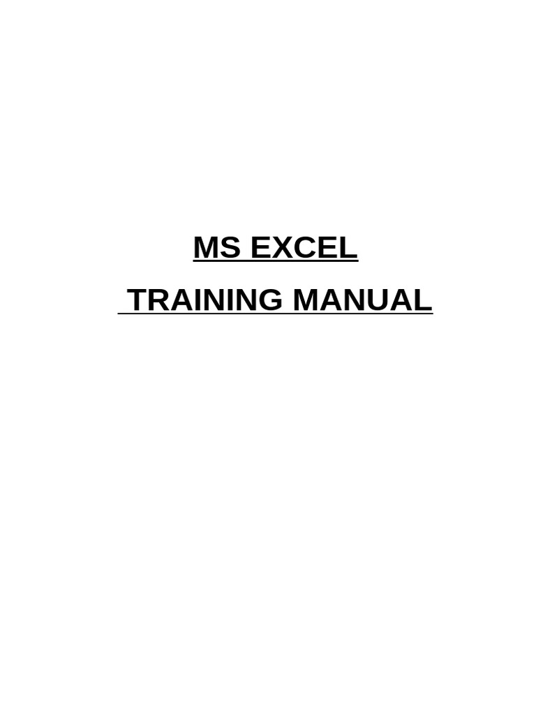 MS Excel Training Manual Overview | PDF | Spreadsheet | Microsoft Excel