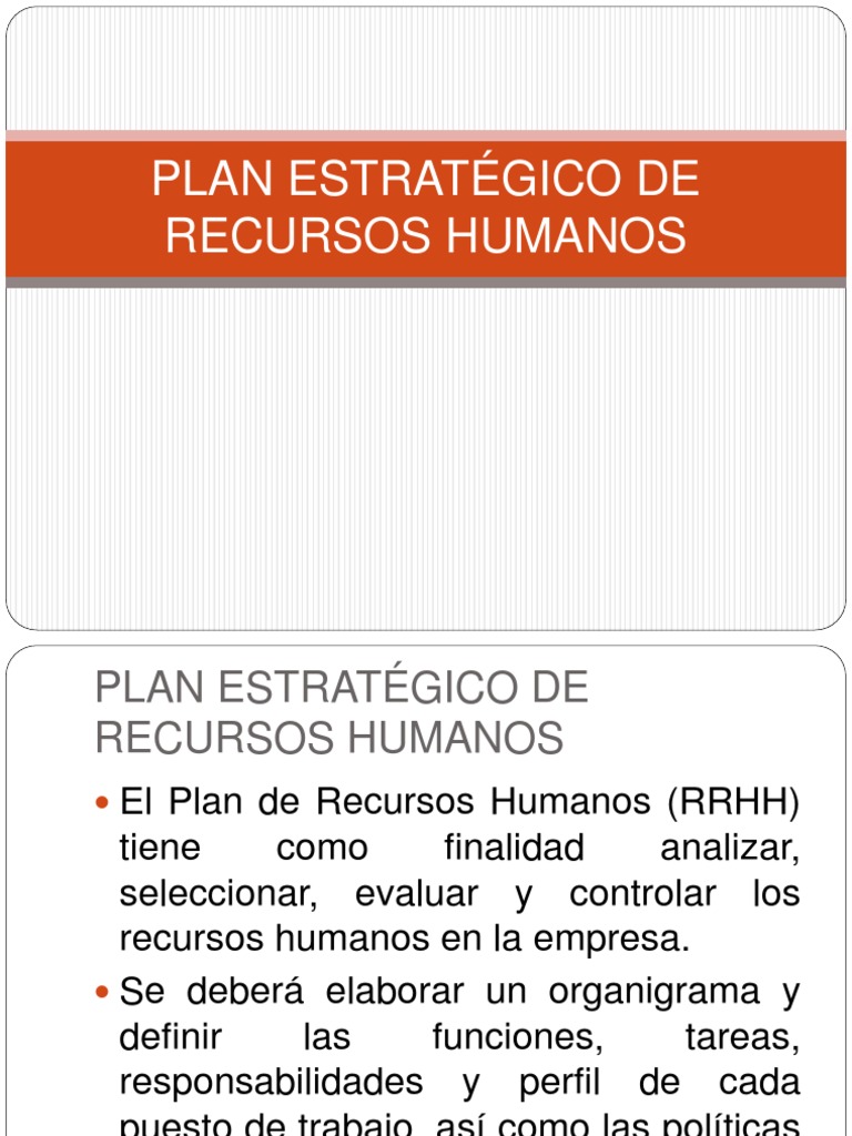 Plan Estratégico de Recursos Humanos | PDF | Recursos humanos ...