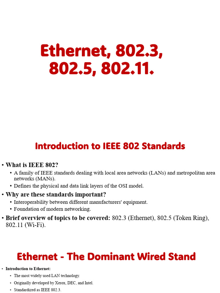 Overview of IEEE 802 Networking Standards | PDF | Ethernet | Ieee 802.11