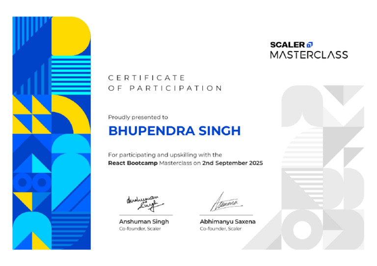 Certificate - React Bootcamp | PDF