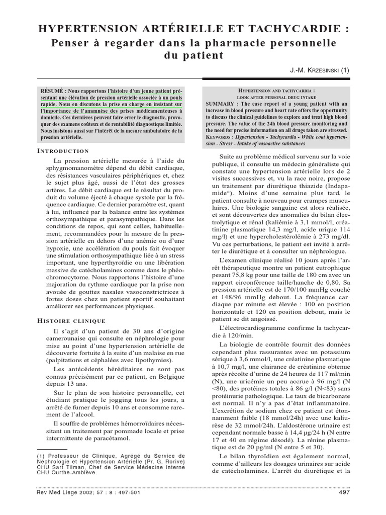 Hypertension et tachycardie : cas clinique | PDF | Hypertension ...