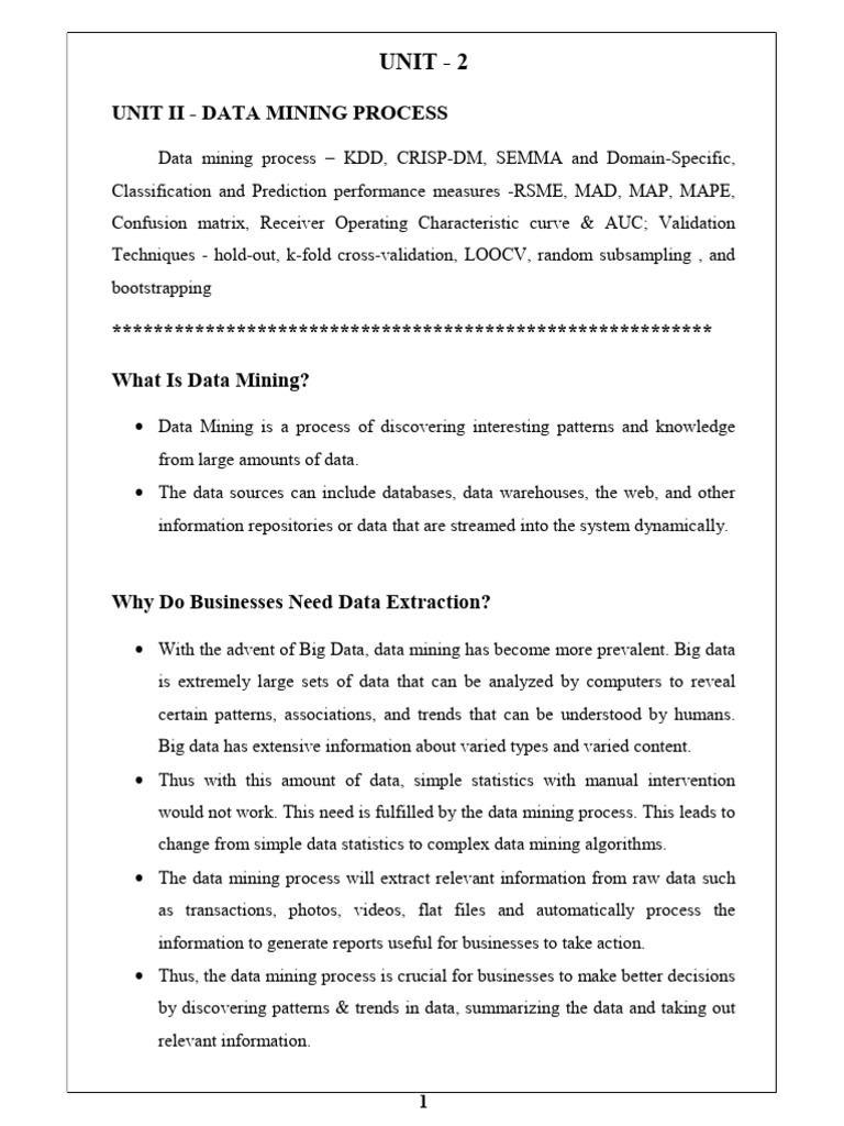 Data Mining Process Overview | PDF | Errors And Residuals | Mean ...