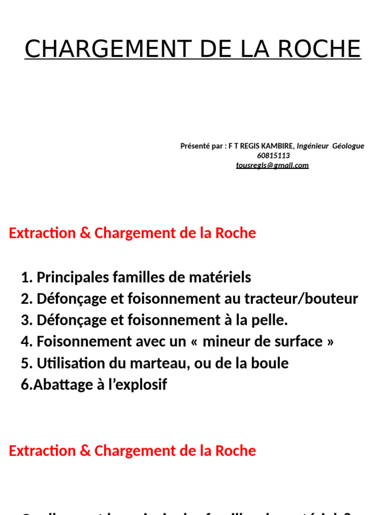 Techniques d'Extraction et Chargement de Roche | PDF | Équipement de ...